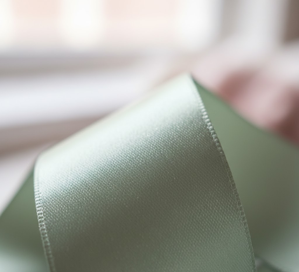 Close-up of satin ribbon texture